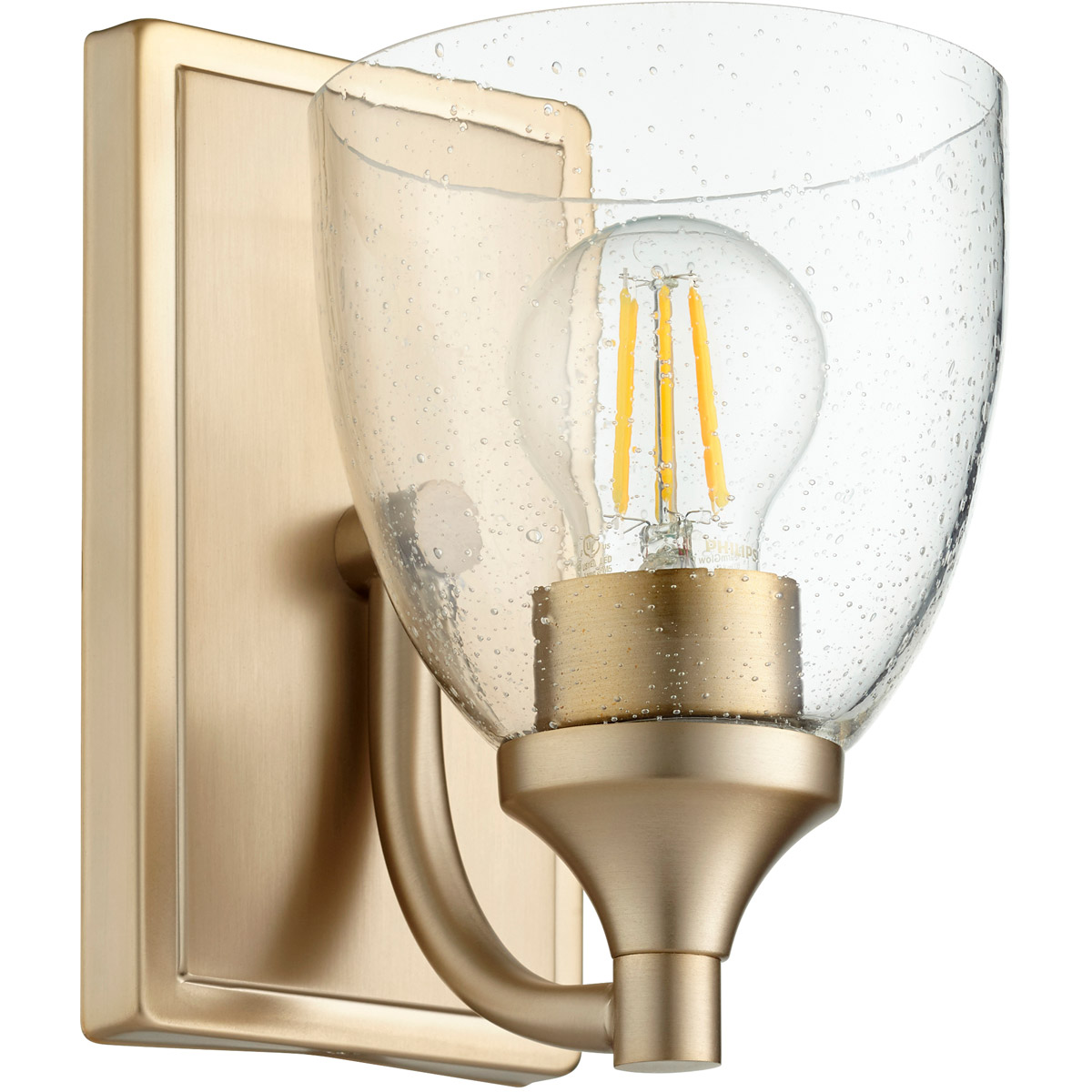 Quorum 5459-1-280 Enclave 1 Light 6 inch Aged Brass Wall Sconce Wall Light in Clear Seeded