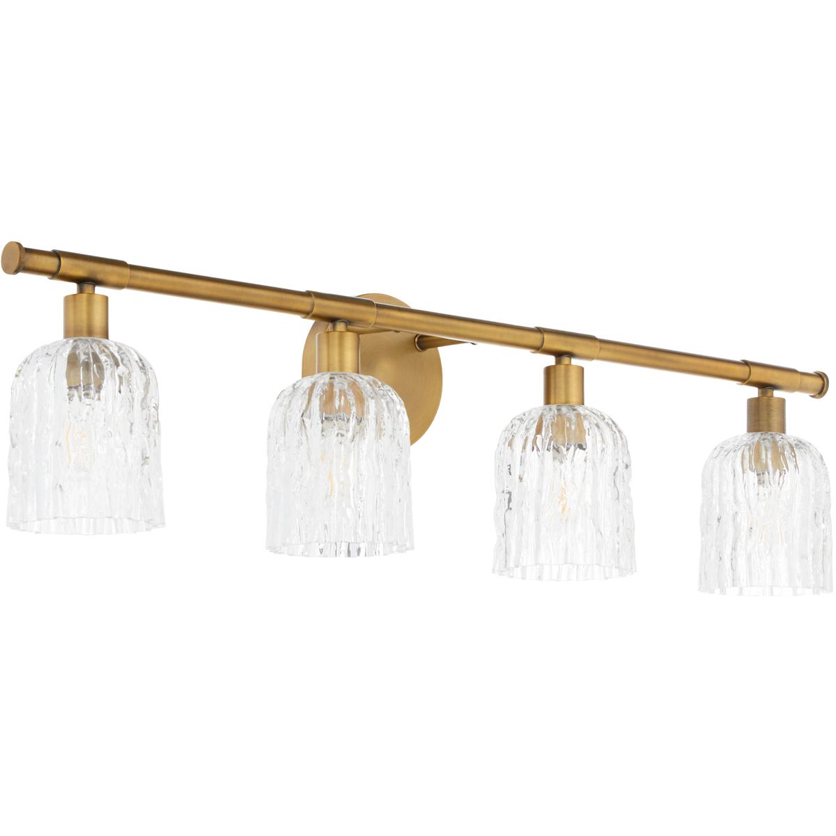 Quorum 593-4-47 Meriam 4 Light 32.25 inch Brushed Brass Vanity Light Wall Light