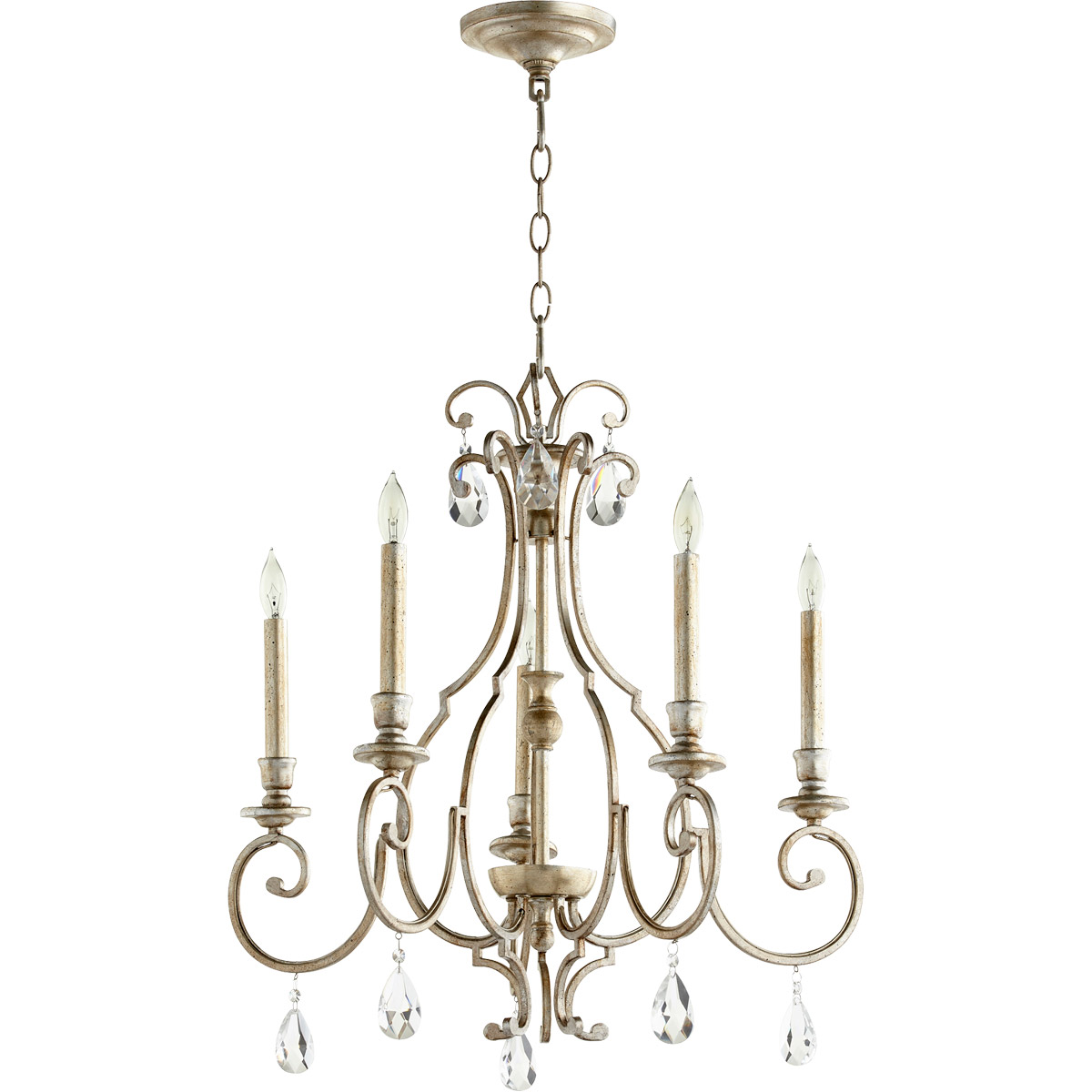 Quorum 6014-5-60 Ansley 5 Light 24 inch Aged Silver Leaf Chandelier Ceiling Light