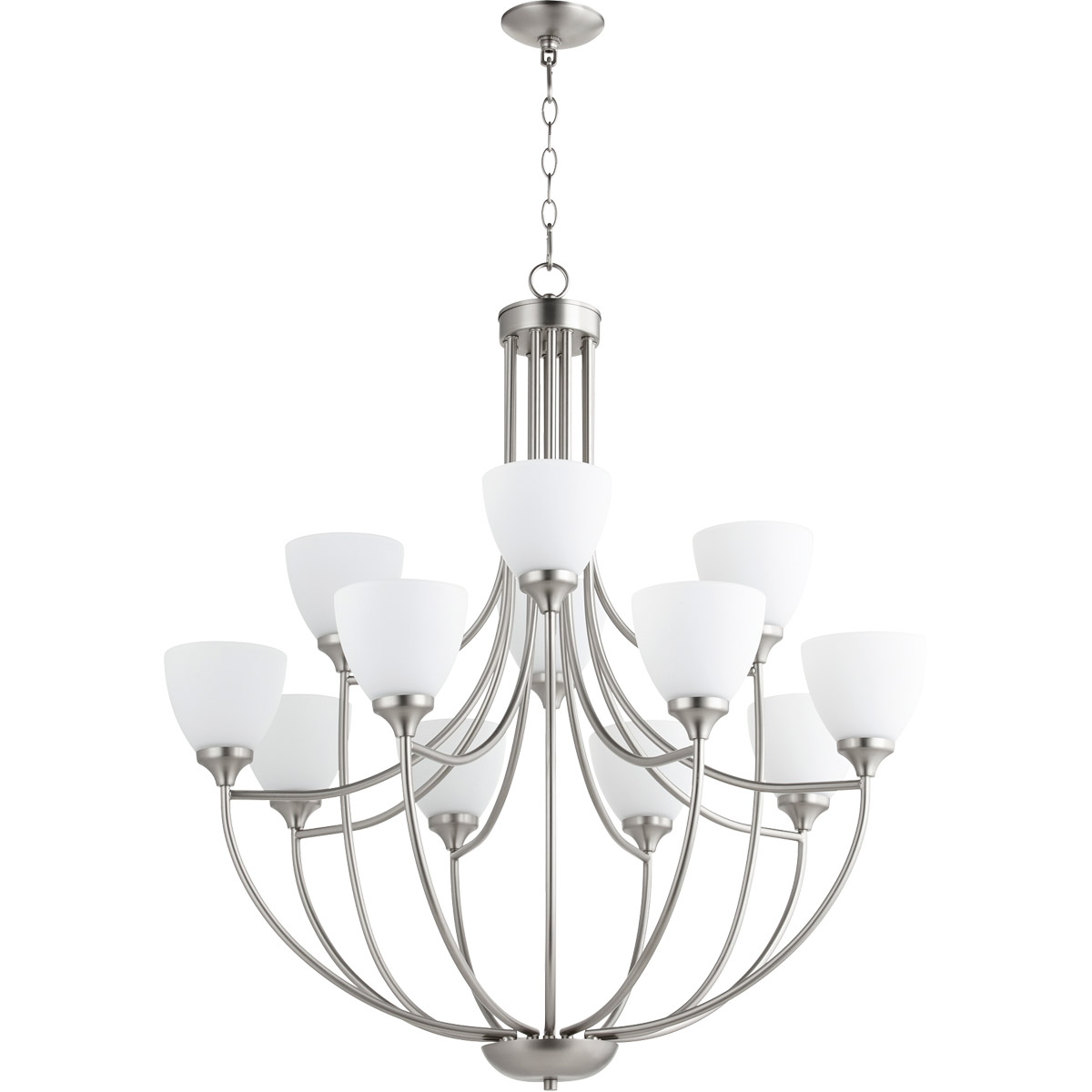 Quorum 6059-12-65 Enclave 12 Light 35 inch Satin Nickel Chandelier Ceiling Light