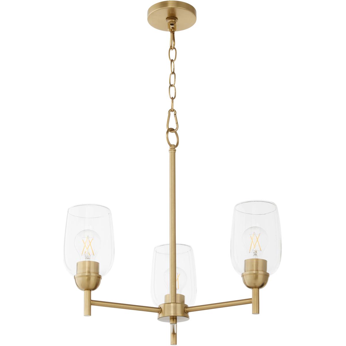 Quorum 6112-3-80 Wallinger 3 Light 20.5 inch Aged Brass Chandelier Ceiling Light