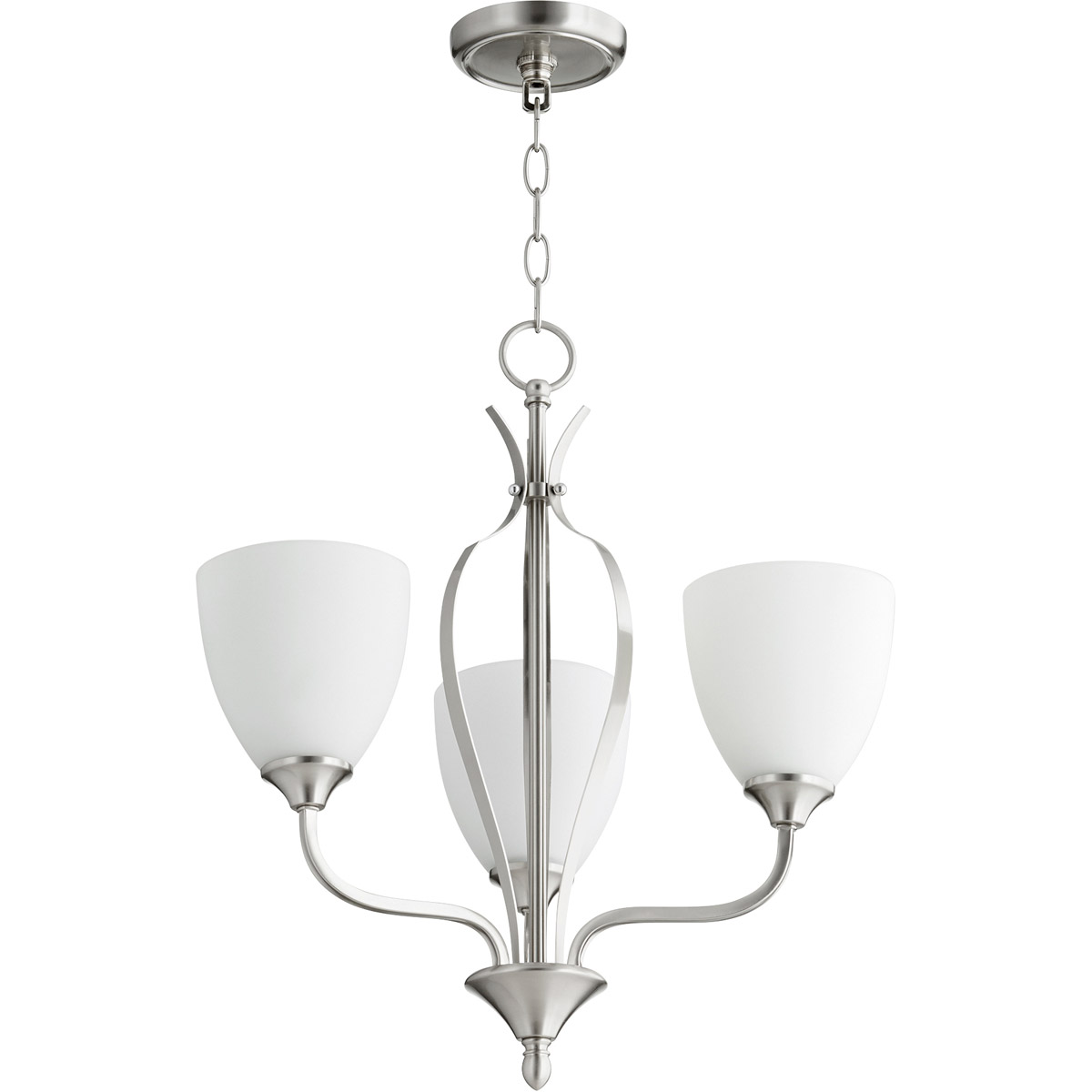 Quorum 6127-3-65 Jardin 3 Light 20 inch Satin Nickel Mini Chandelier Ceiling Light in Satin Opal