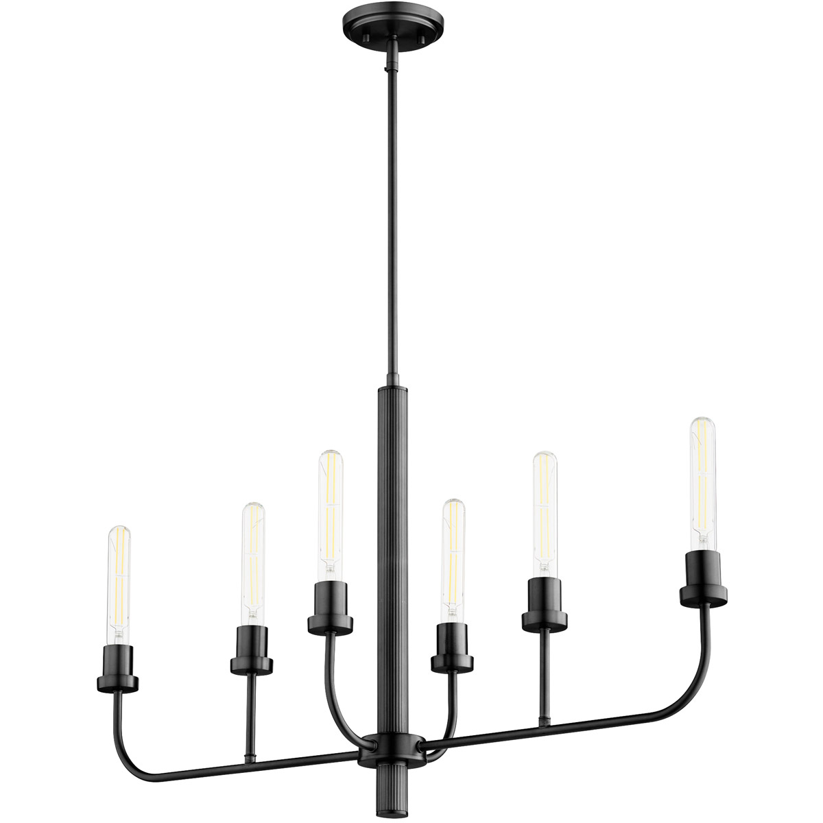 Quorum 622-6-59 Sheridan 6 Light 35 inch Matte Black Linear Chandelier Ceiling Light