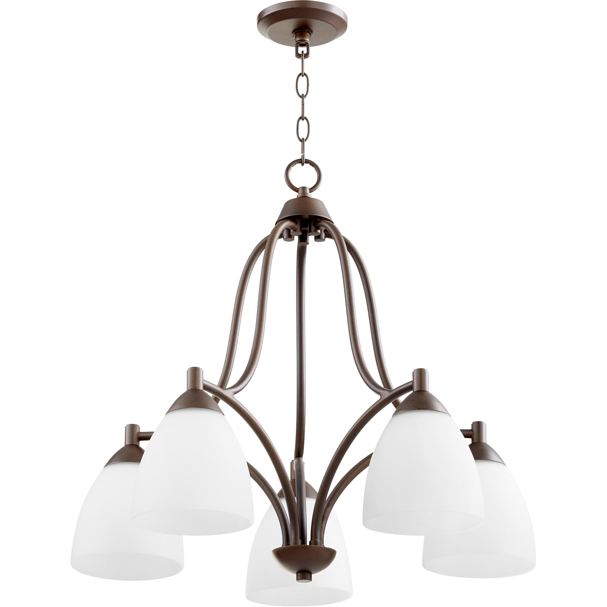 Quorum 6369-5-86 Barkley 5 Light 24 inch Oiled Bronze Nook Ceiling Light in Satin Opal