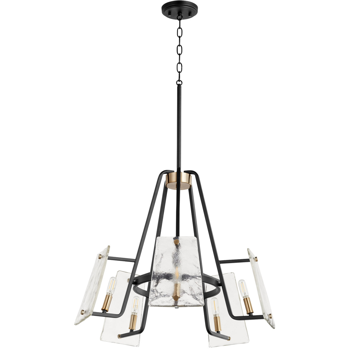 Quorum 637-5-69 Tioga 5 Light 25 inch Noir with Aged Brass Chandelier Ceiling Light