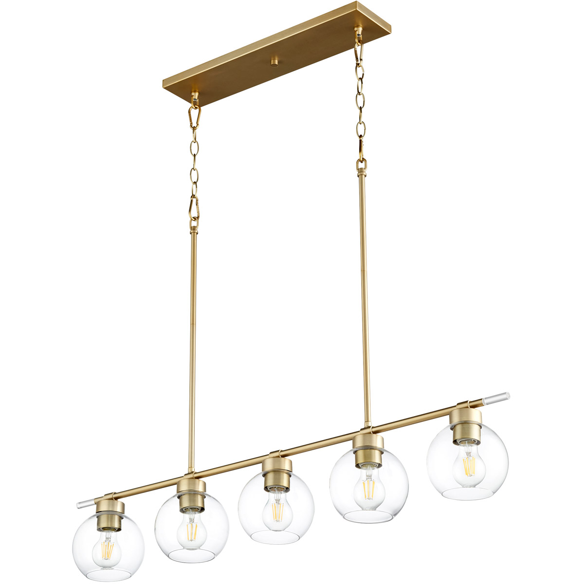 Quorum 6617580 Volan 5 Light 41 inch Aged Brass Linear Pendant Ceiling Light