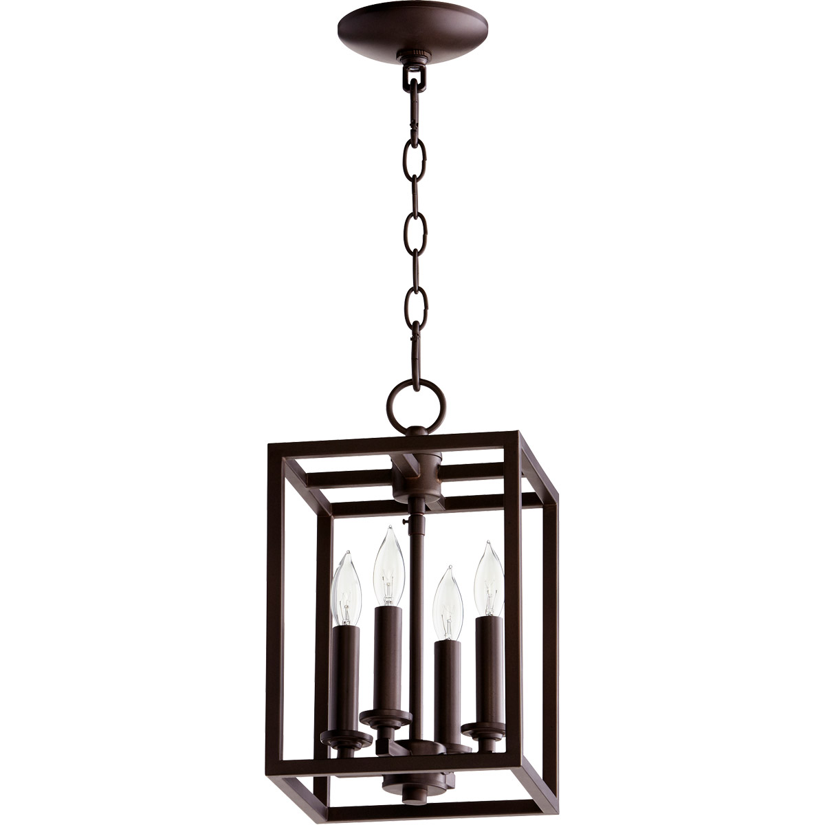 Quorum 6731-4-186 Cuboid 4 Light 8 inch Oiled Bronze Mini Chandelier Ceiling Light