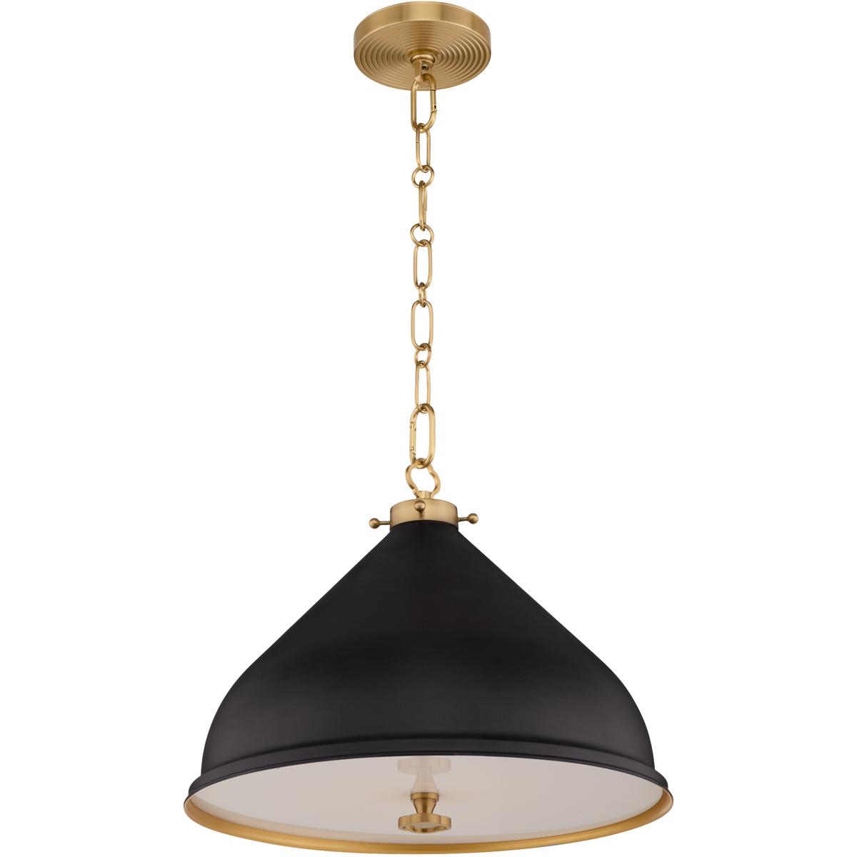 Quorum 6863-16-5980 Bonnel 1 Light 16 inch Matte Black and Aged Brass Pendant Ceiling Light