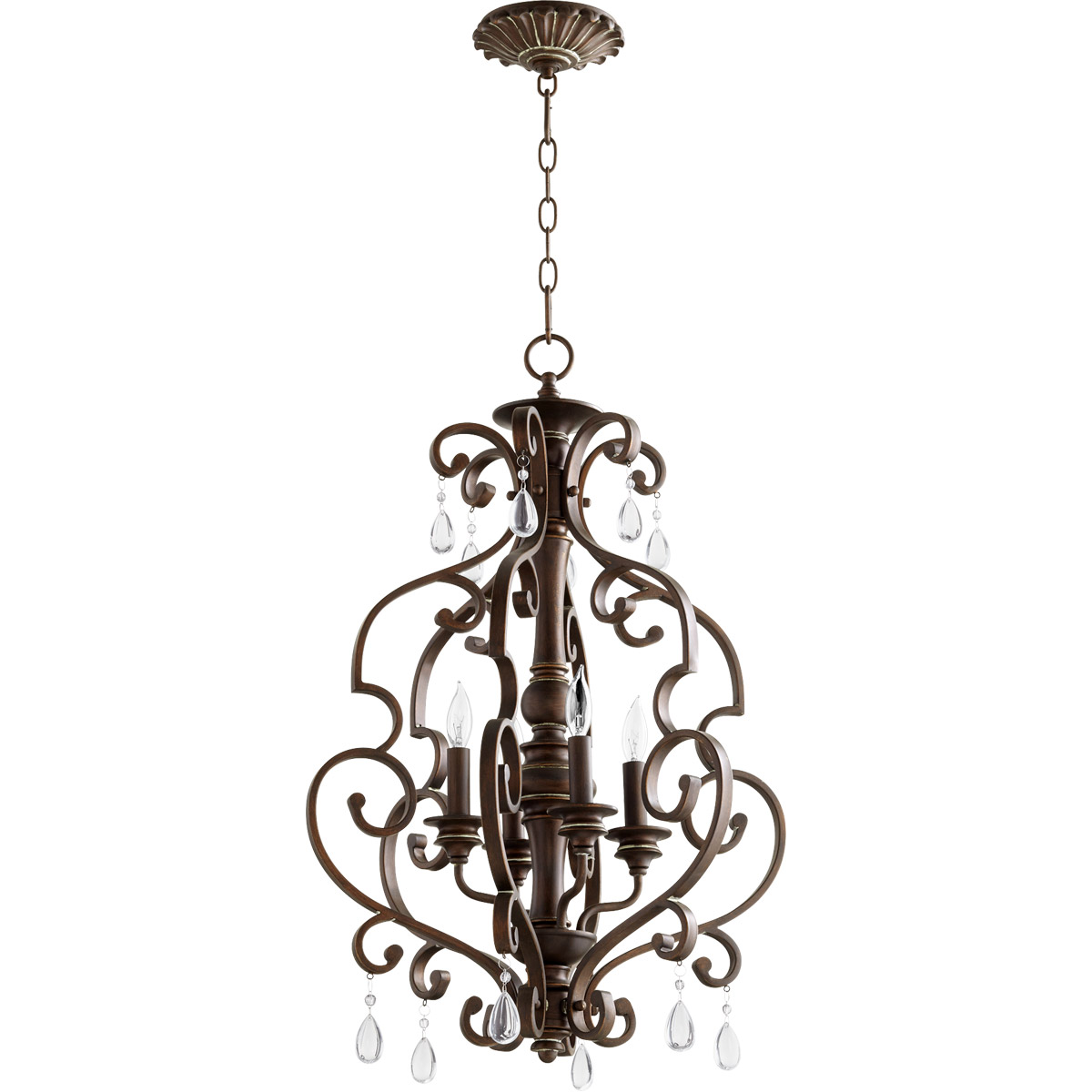 Quorum 6873-4-39 San Miguel 4 Light 18.5 inch Vintage Copper Mini Chandelier Ceiling Light