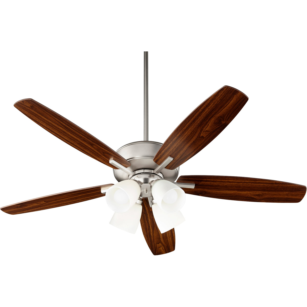 Quorum 70525-465 Breeze 52 inch Satin Nickel with Satin Nickel/Walnut Blades Indoor Ceiling Fan