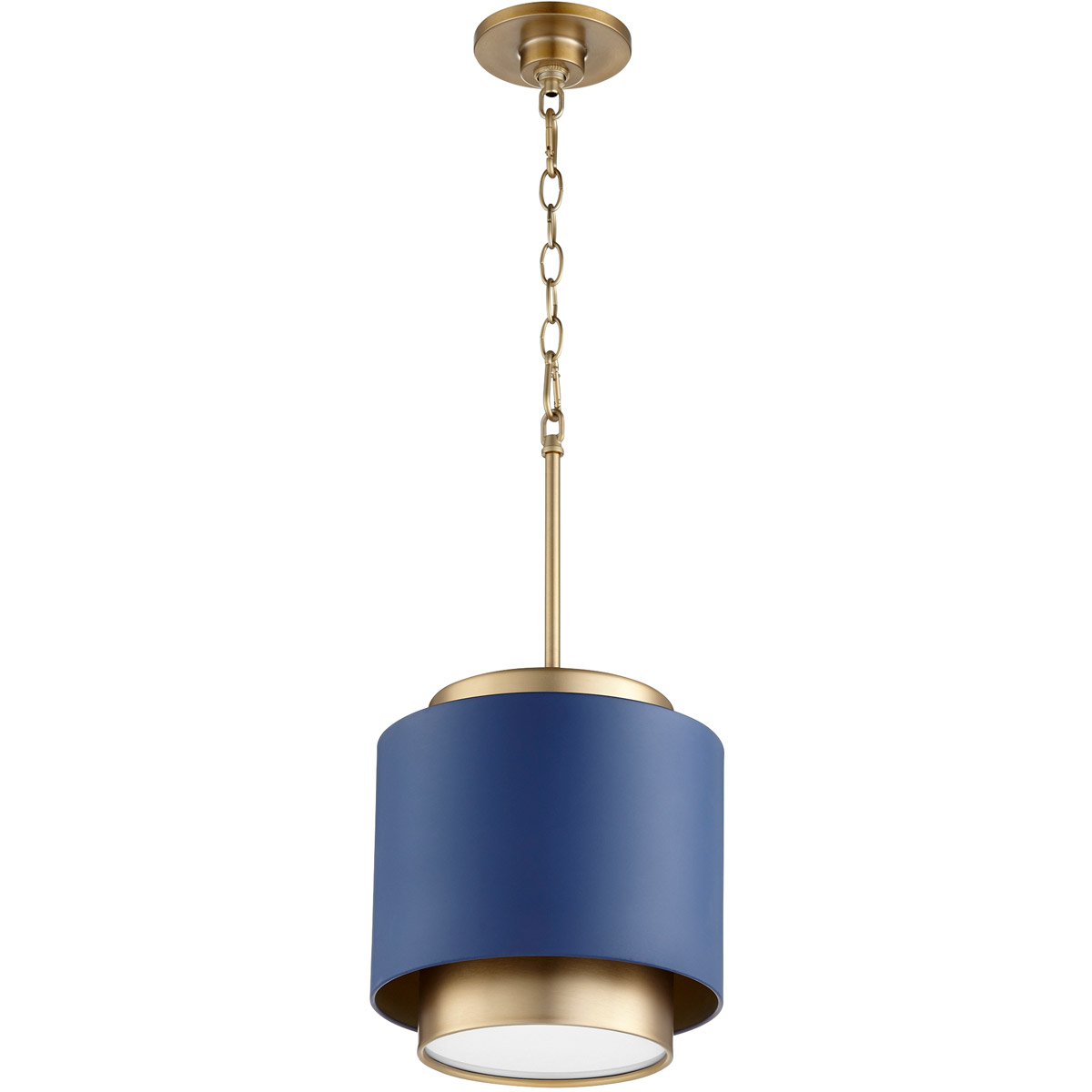 Quorum 8010-3280 Fort Worth 1 Light 10.5 inch Aged Brass and Blue Pendant Ceiling Light in Aged Brass / Blue