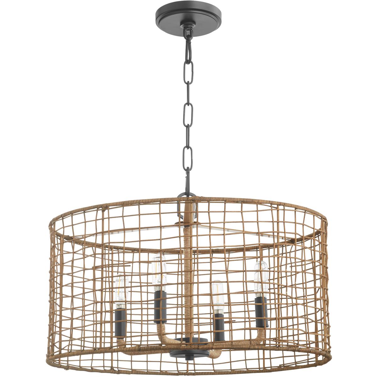 Quorum 8023-4-59 Abaca 4 Light 20 inch Matte Black Pendant Ceiling Light