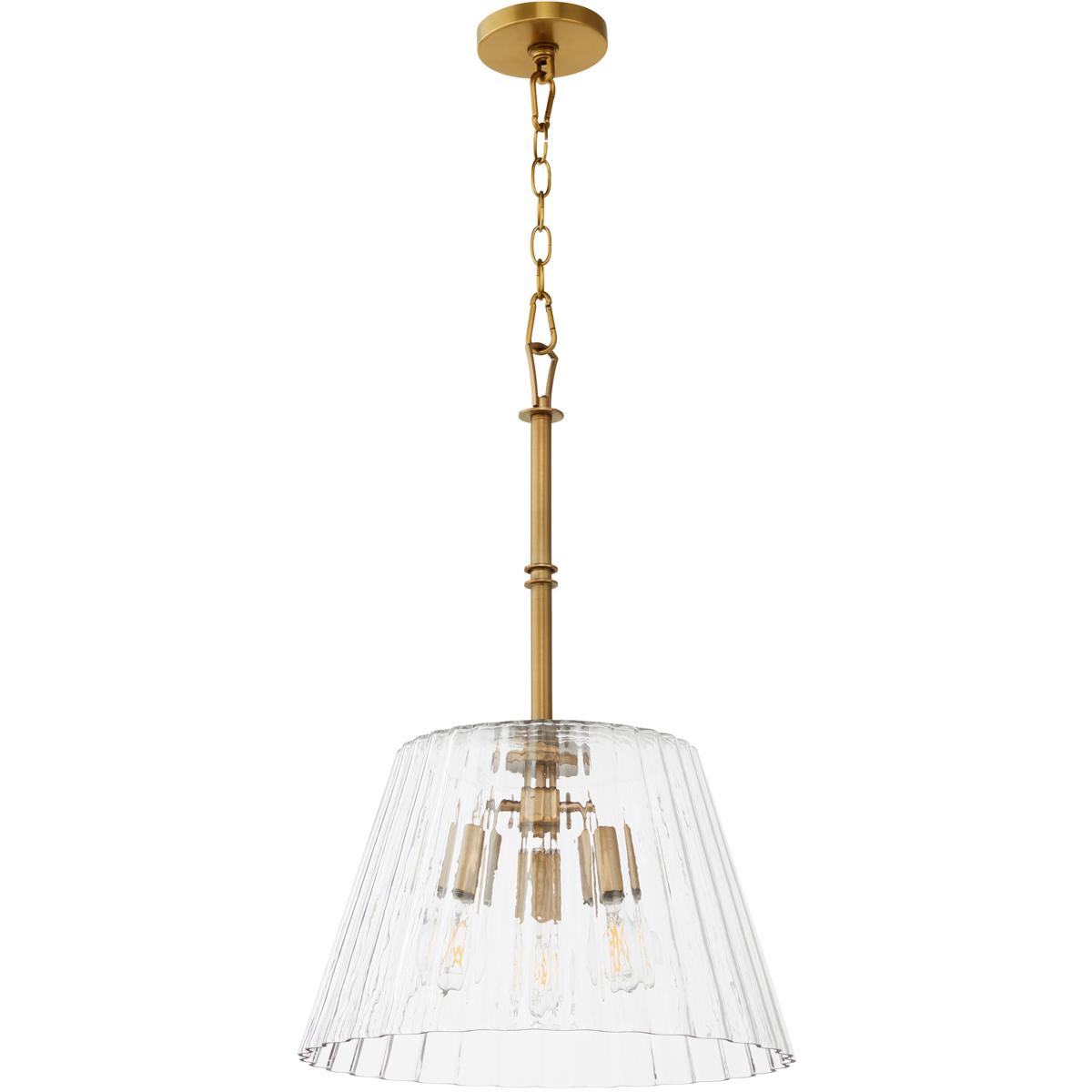 Quorum 8803-3-47 Lawton 3 Light 16 inch Brushed Brass Pendant Ceiling Light