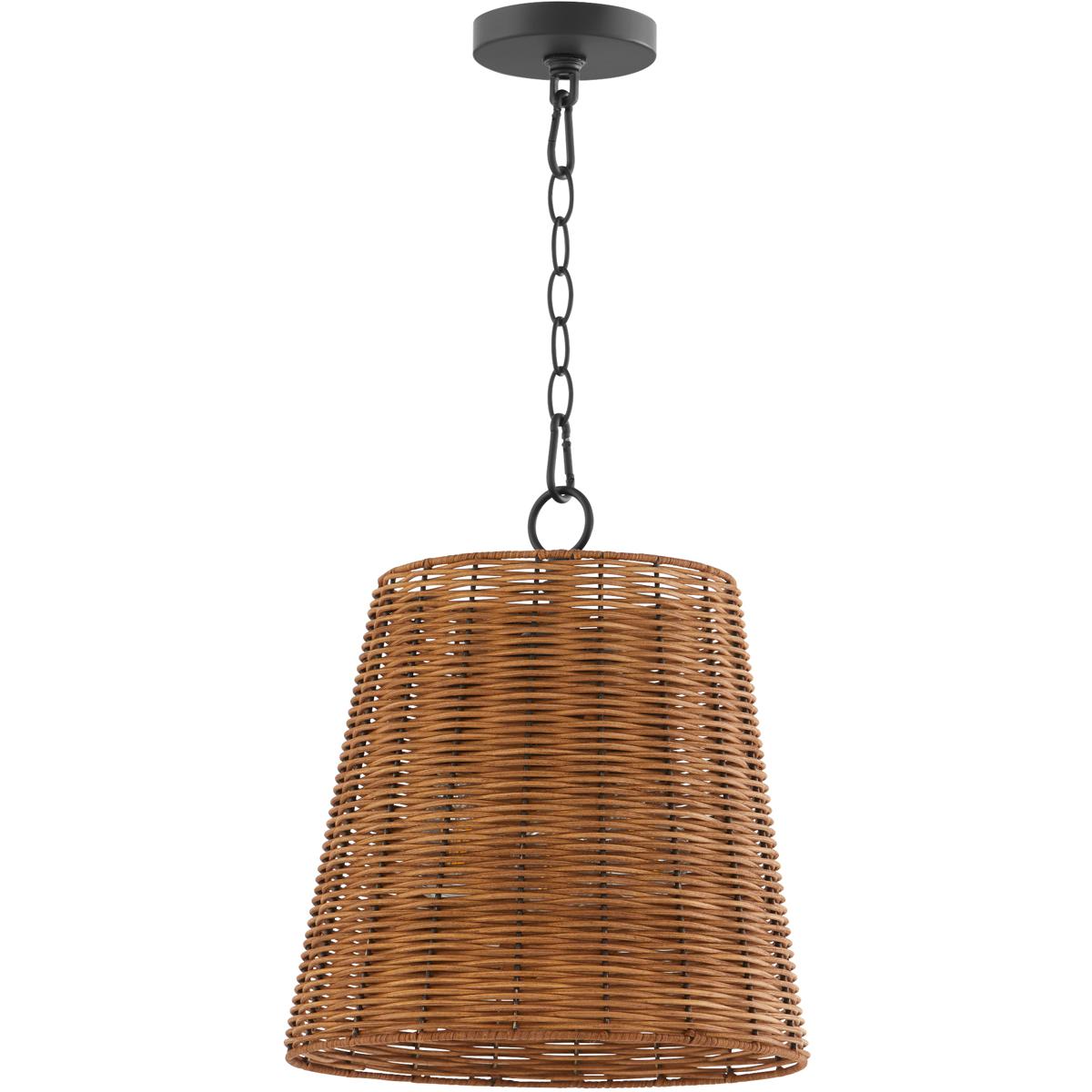 Quorum 88931359 Wicker 3 Light 13 inch Matte Black Pendant Ceiling Light