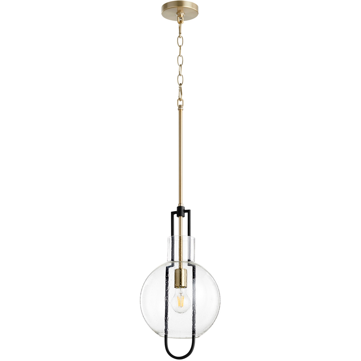 Quorum 89-10-6980 Fort Worth 1 Light 9.5 inch Noir and Aged Brass Pendant Ceiling Light