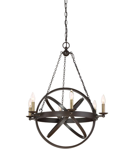 Quoizel Eon5006wt Eons 6 Light 26 Inch Western Bronze Chandelier Ceiling Light