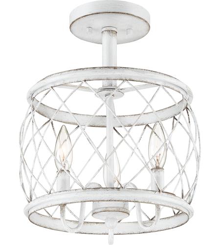 Quoizel Rdy1712awh Dury 3 Light 12 Inch Antique White Semi Flushmount Ceiling Small - Antique White Semi Flush Ceiling Lights