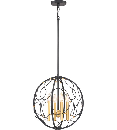 Quoizel Tta2817k Titan 4 Light 17 Inch Mystic Black Pendant Ceiling Light