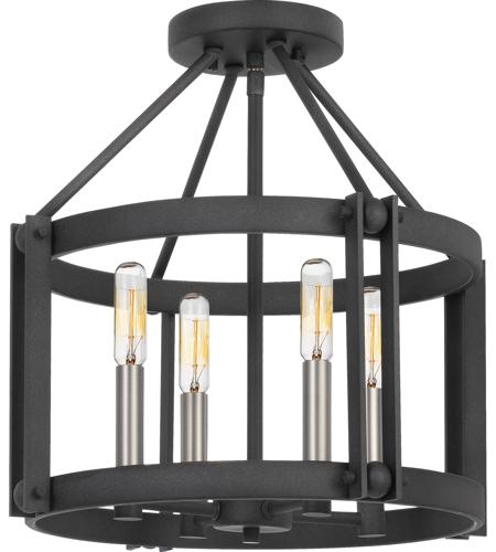 Victor 4 Light 16 Inch Mottled Black Semi Flush Mount Ceiling Light