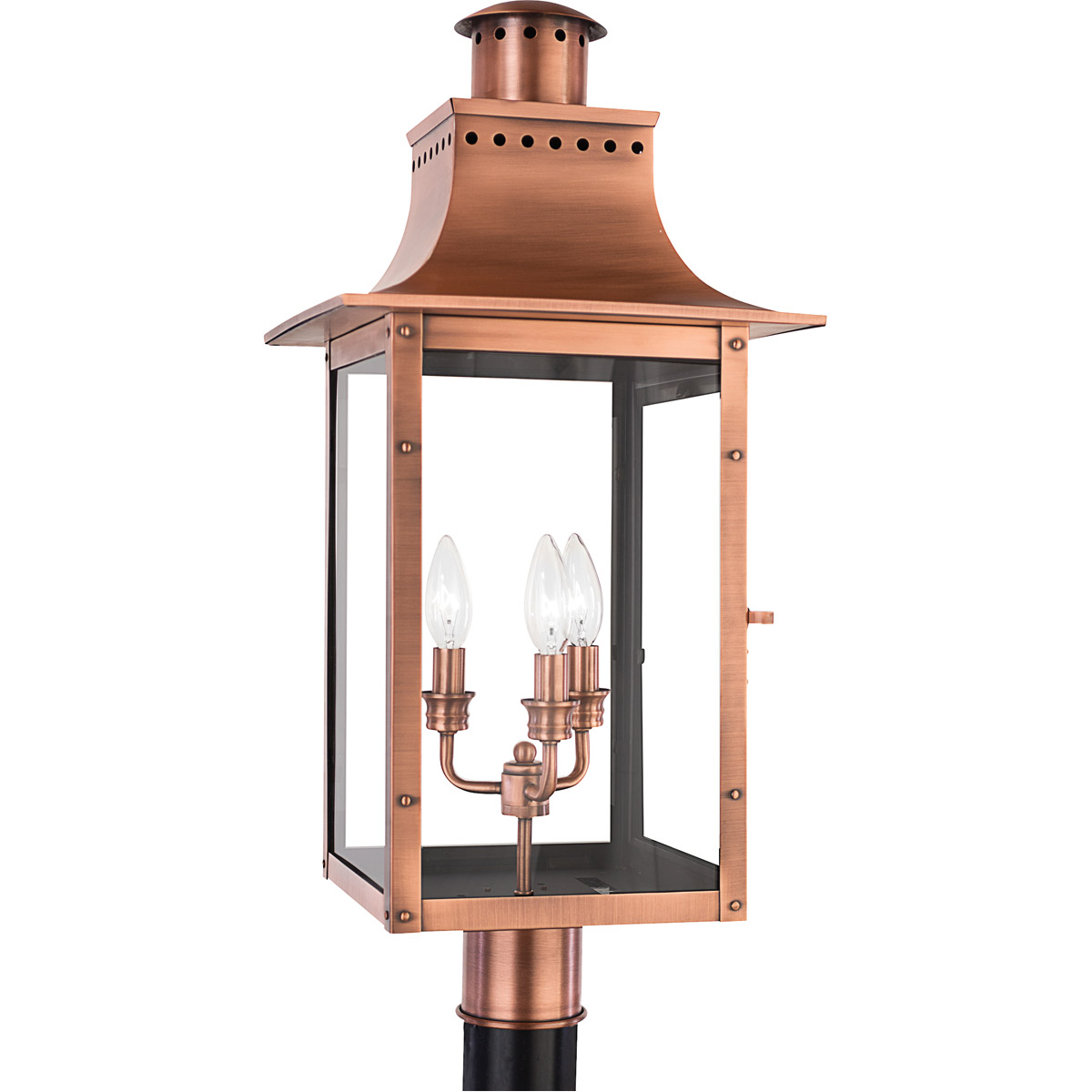 Quoizel CM9012AC Chalmers 3 Light 26 inch Aged Copper Outdoor Post