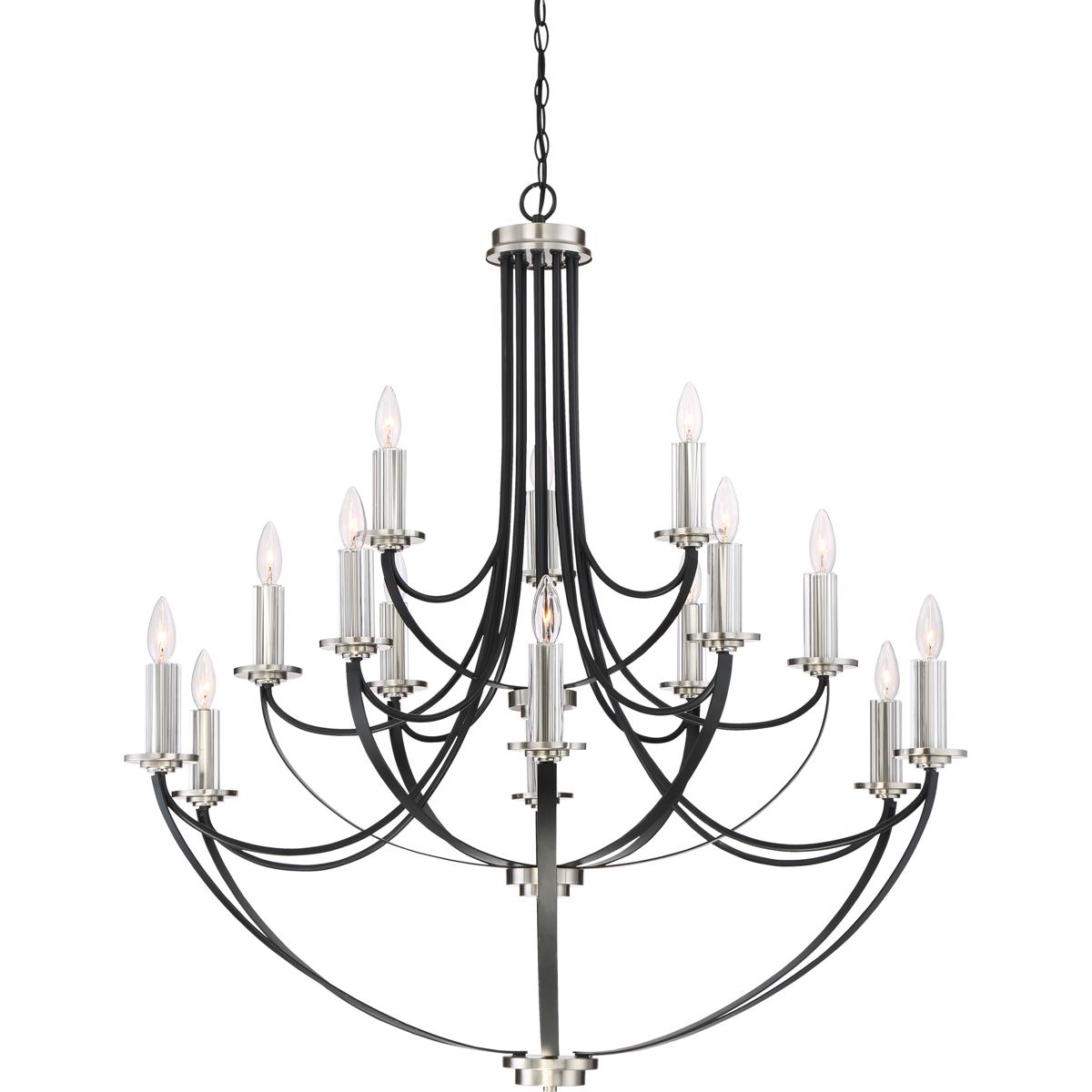 Quoizel ANA5015K Alana 15 Light 41 inch Mystic Black Chandelier Ceiling Light Three Tier