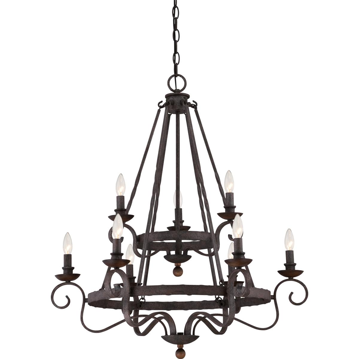 Quoizel NBE5009RK Noble 9 Light 32 inch Rustic Black Foyer Chandelier Ceiling Light