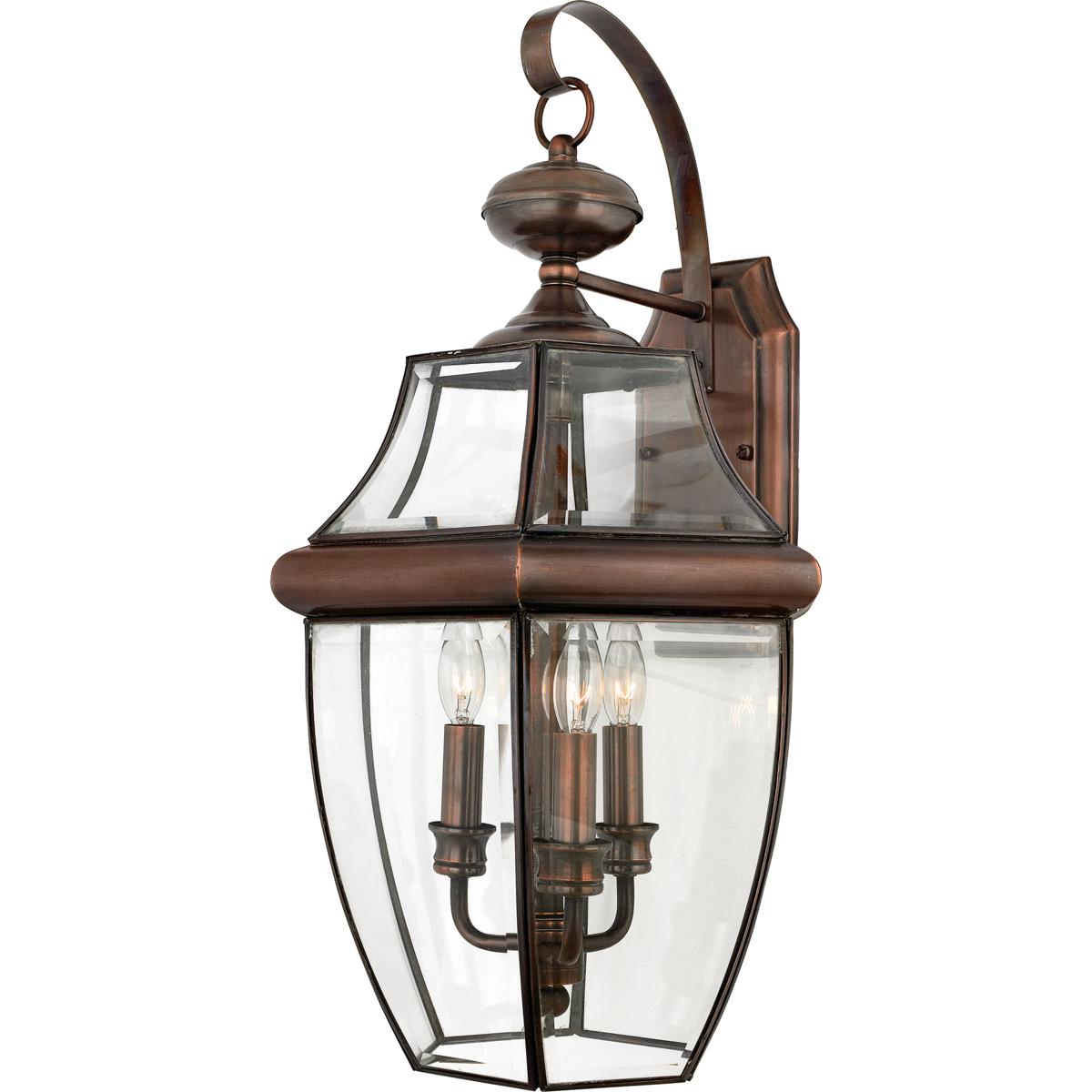 Quoizel NY8318AC Newbury 3 Light 23 inch Aged Copper Outdoor Wall Lantern