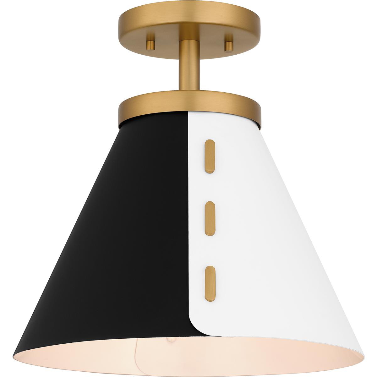 Quoizel QSF6224BWS Trette 1 Light 12 inch Brushed Weathered Brass Semi-Flush Mount Ceiling Light, Sm