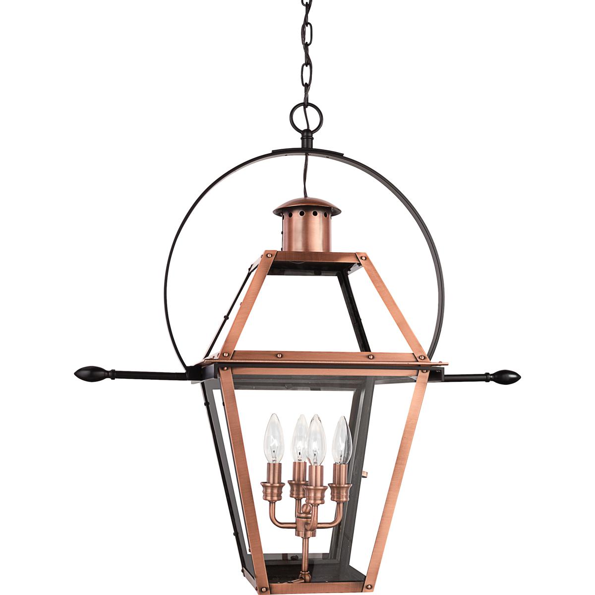 Quoizel RO1914AC Rue De Royal 4 Light 27.5 inch Aged Copper Outdoor Hanging Lantern