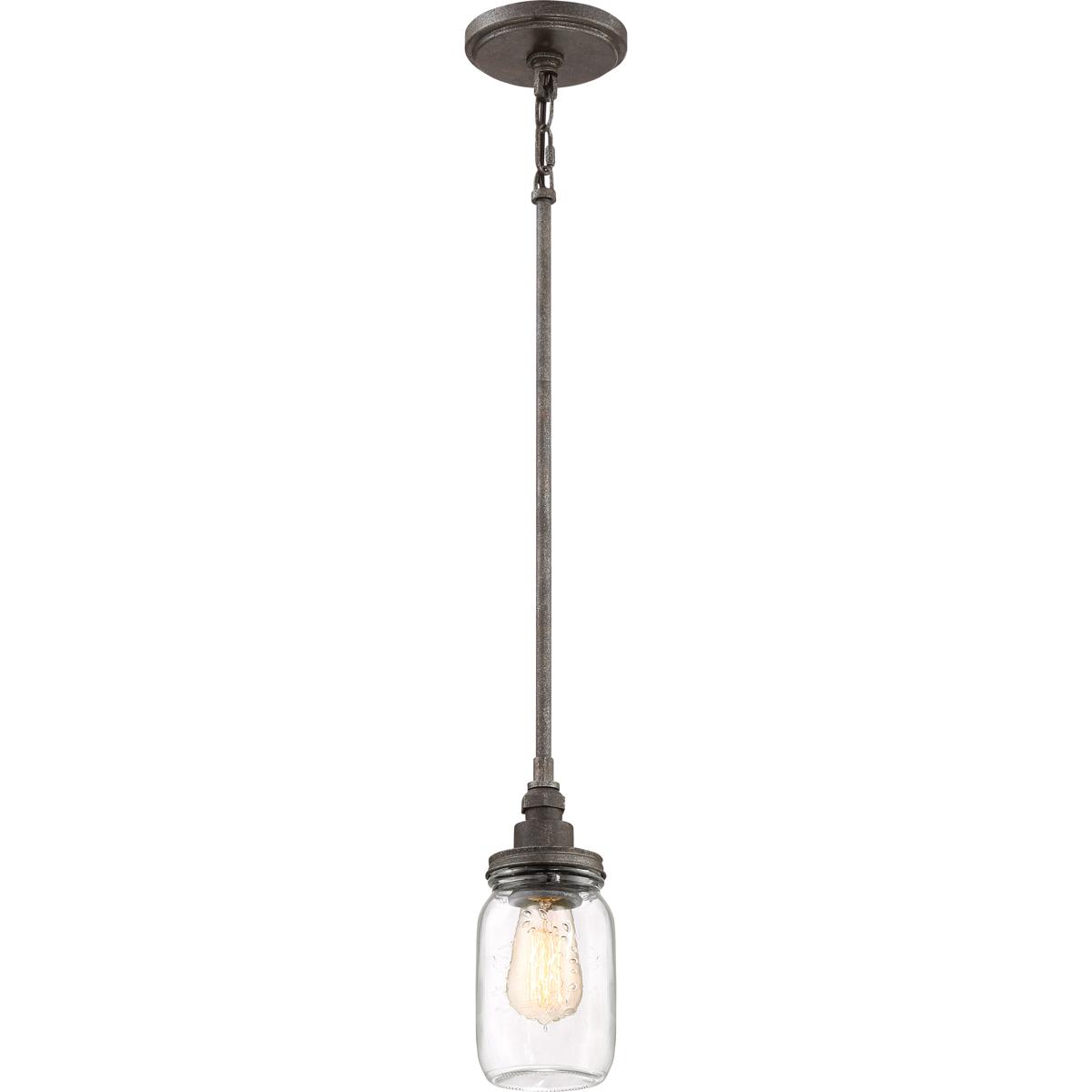 Quoizel SQR1504RK Squire 1 Light 425 inch Rustic Black Mini Chandelier Ceiling Light Rod Hung
