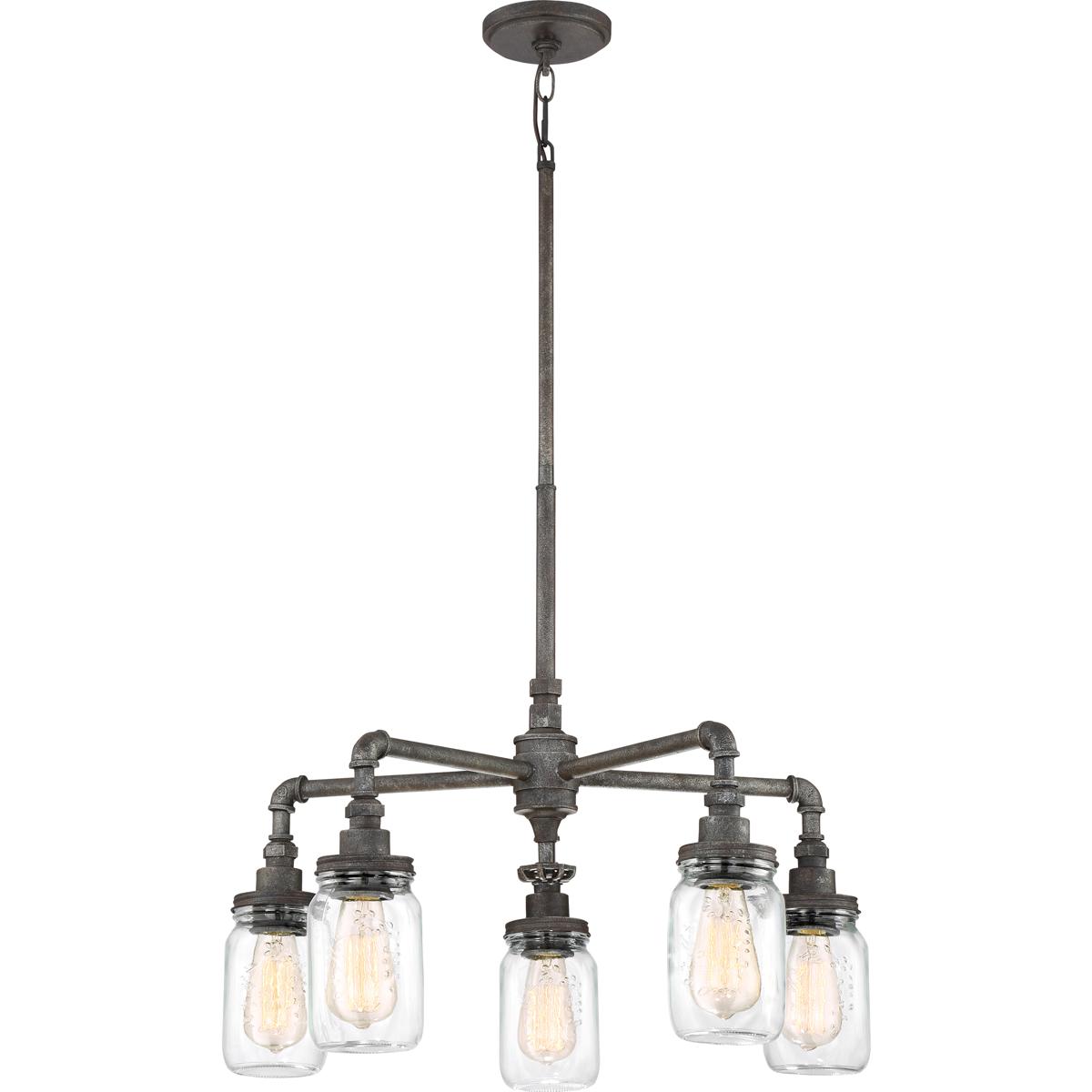 Quoizel SQR5005RK Squire 5 Light 26 inch Rustic Black Chandelier Ceiling Light