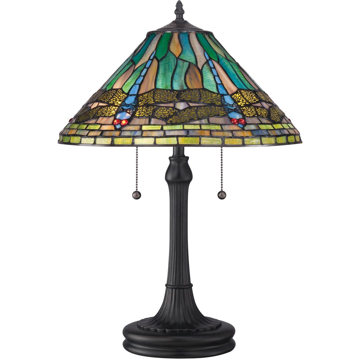 Lighting New York R-TF1508TVB Quoizel Tiffany 24 inch 75 watt Vintage Bronze Table Lamp Portable Light, Naturals TF1508TVB - Open Box
