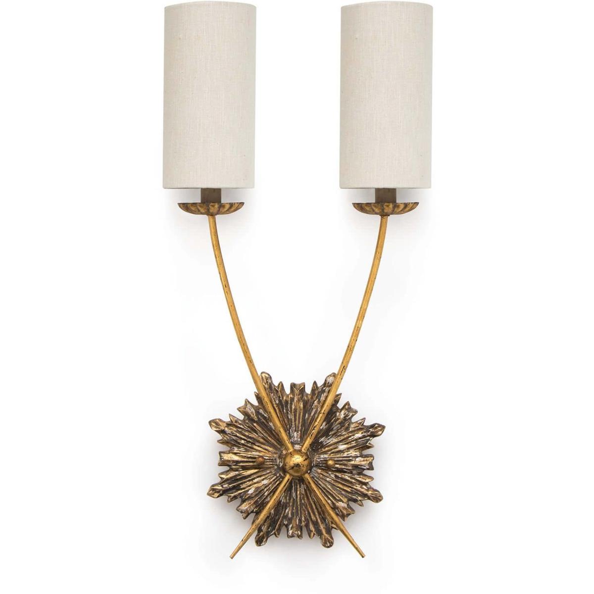 Lighting New York R-15-1064 Regina Andrew Louis 2 Light 14 inch Antique Gold Wall Sconce Wall Light 15-1064 - Open Box