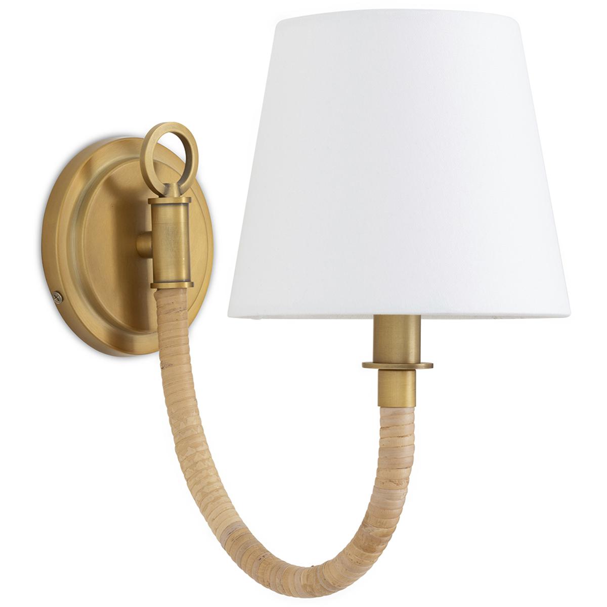 Treble Coastal Beach Natural Bamboo Wrapped Brass Single Sconce