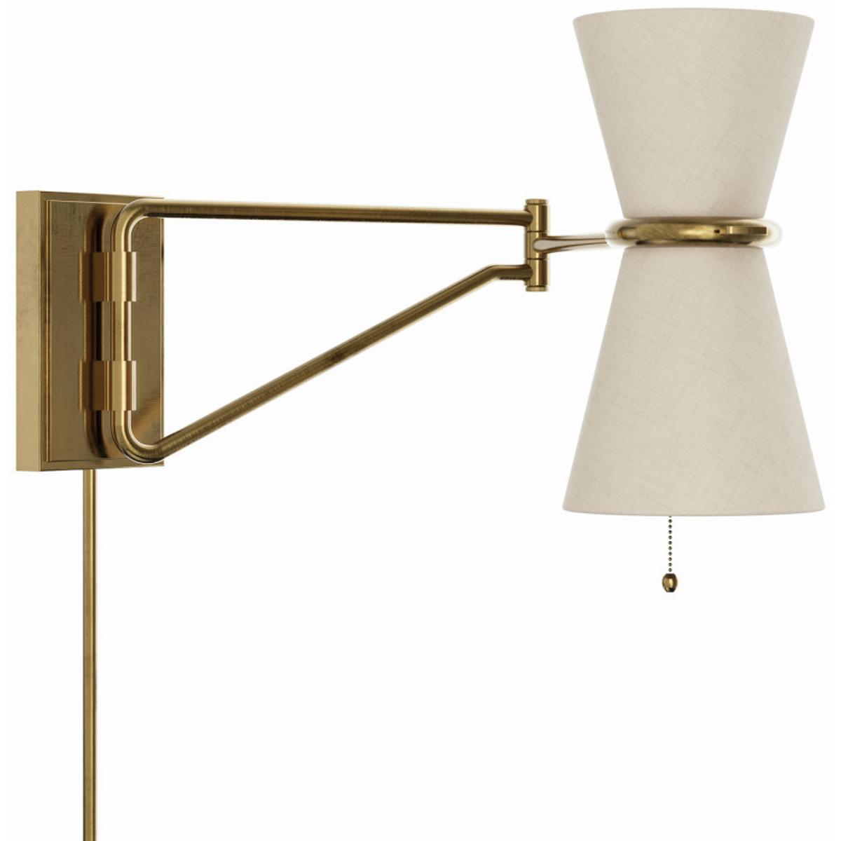 Regina Andrew 151260OYS Gable 2775 inch 40 watt Antique Natural Brass Swing Arm Wall Sconce Wall Light in Oyster