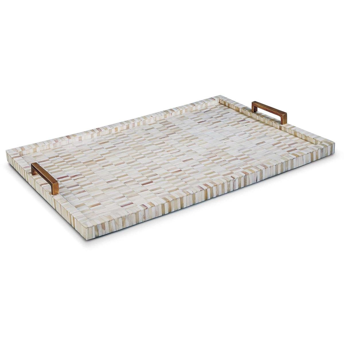 Modern Classic Natural White Bone Brass Handle Rectangular Tray