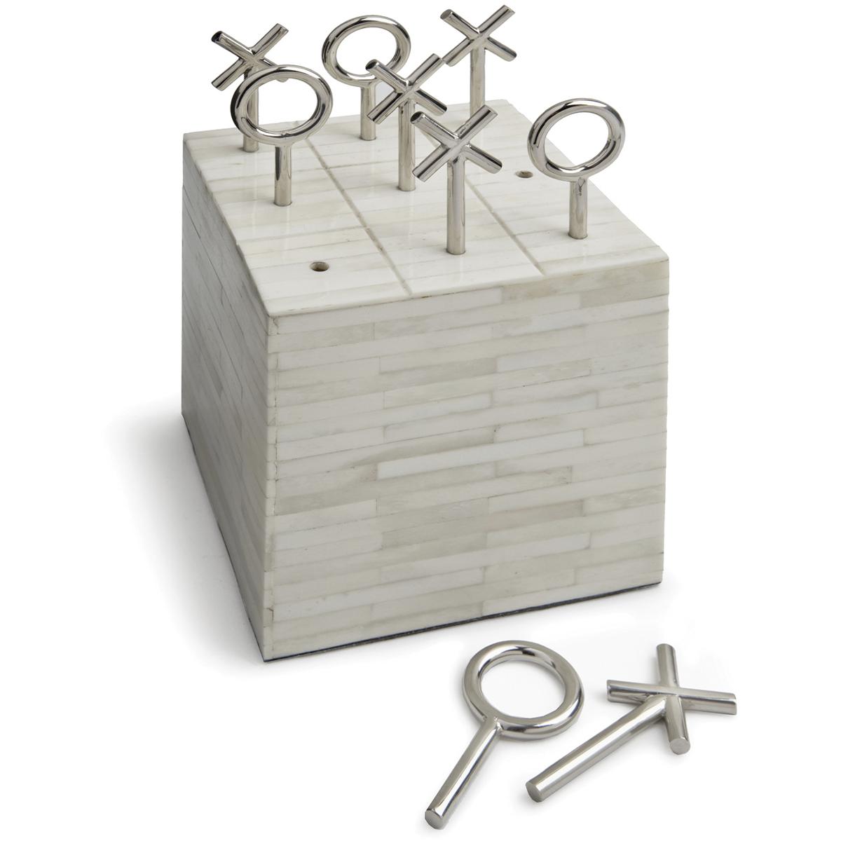 Tic Tac Toe Modern Classic Natural White Bone Block Game Set