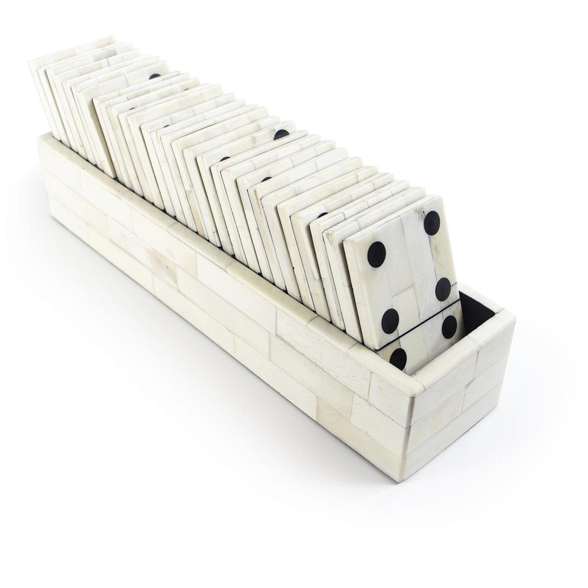 Royal Hollywood Regency White Bone Domino Game Set