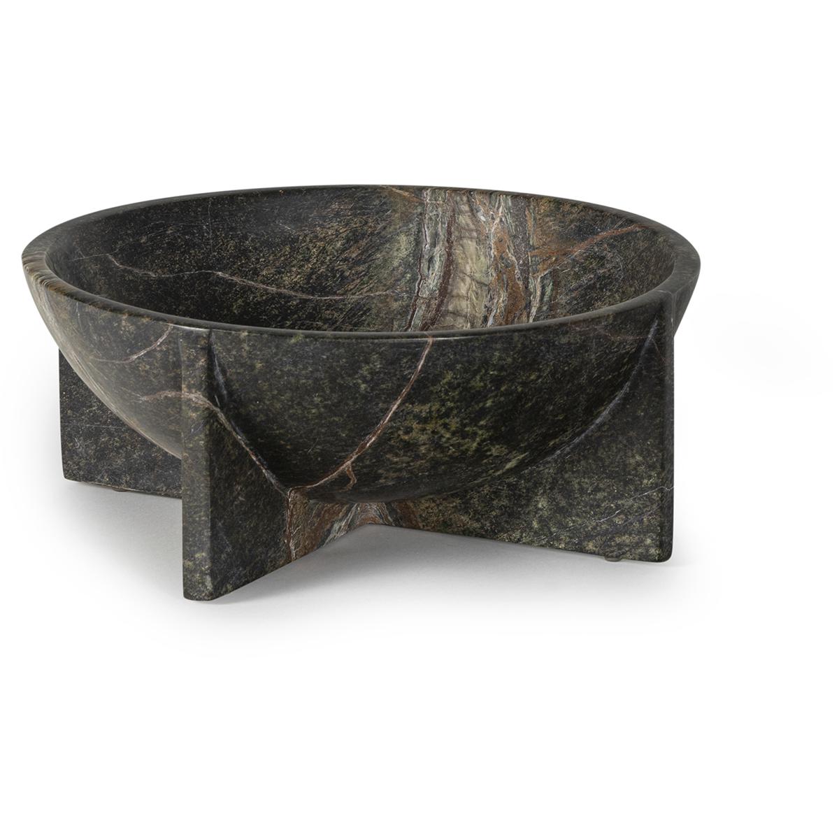 Tribune Modern Forest Green Marble Decorative Bowl - Large