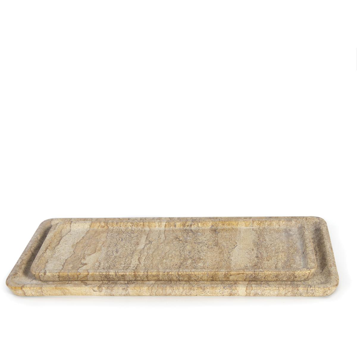 Sutton Modern Natural Marble Decorative Tray - Set of 2