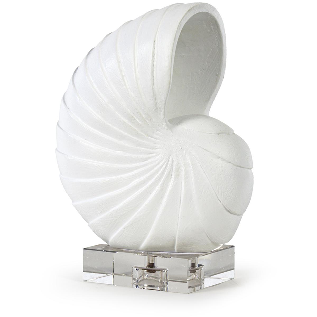 Nautilus Coastal Beach White Resin Shell Sculpture - Small