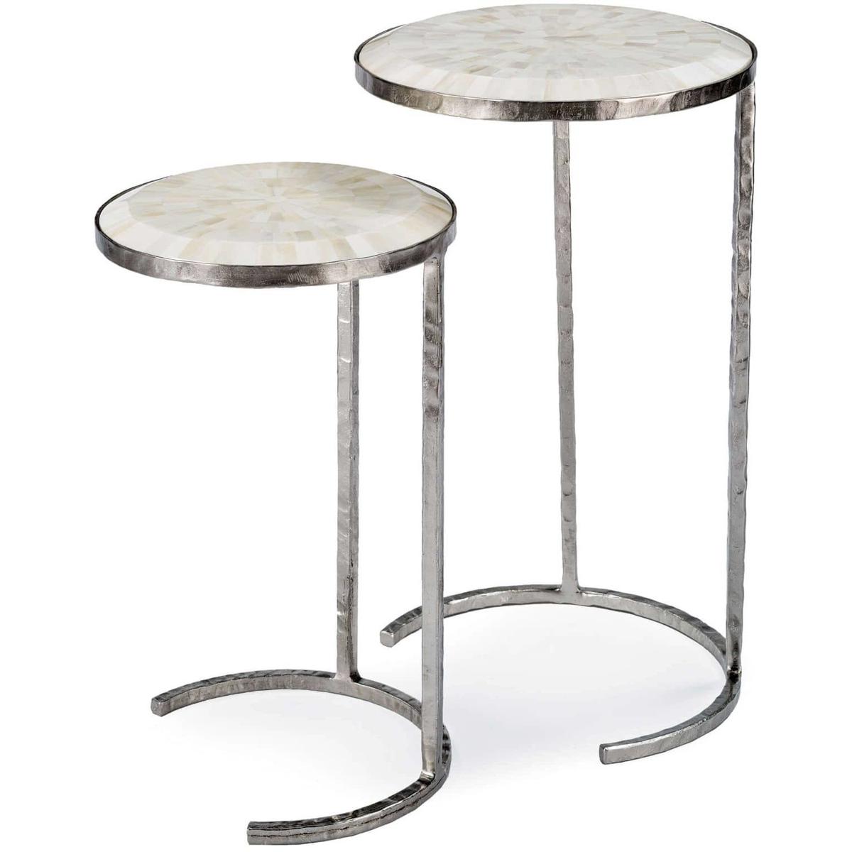 Regina Andrew 30-1007 Bone Veneer 24 X 14 inch Polished Nickel Side Table, Nesting Tables