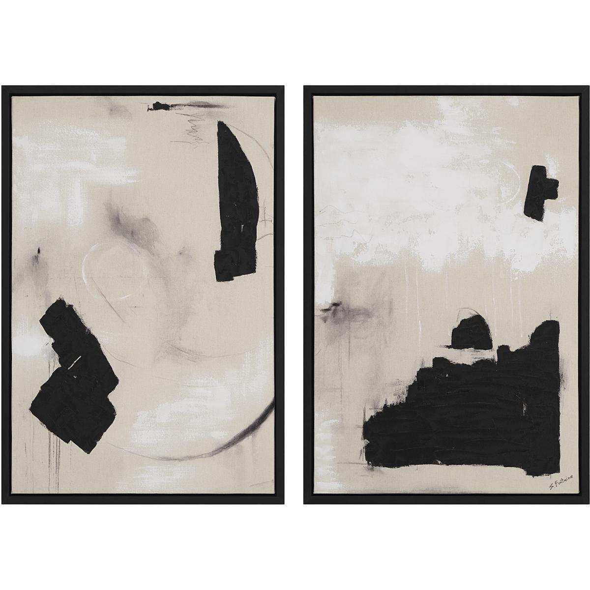 Renwil OL2146 Asia Beige/Black/White Canvas Art, 2 Piece