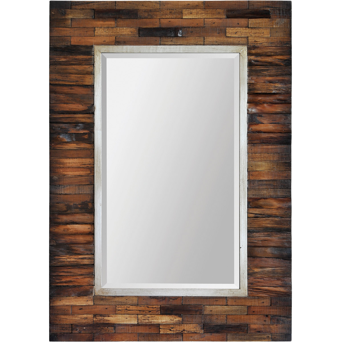 Renwil MT1436 Pretoria Wall Mirror Natural and Brown Wash with Silver