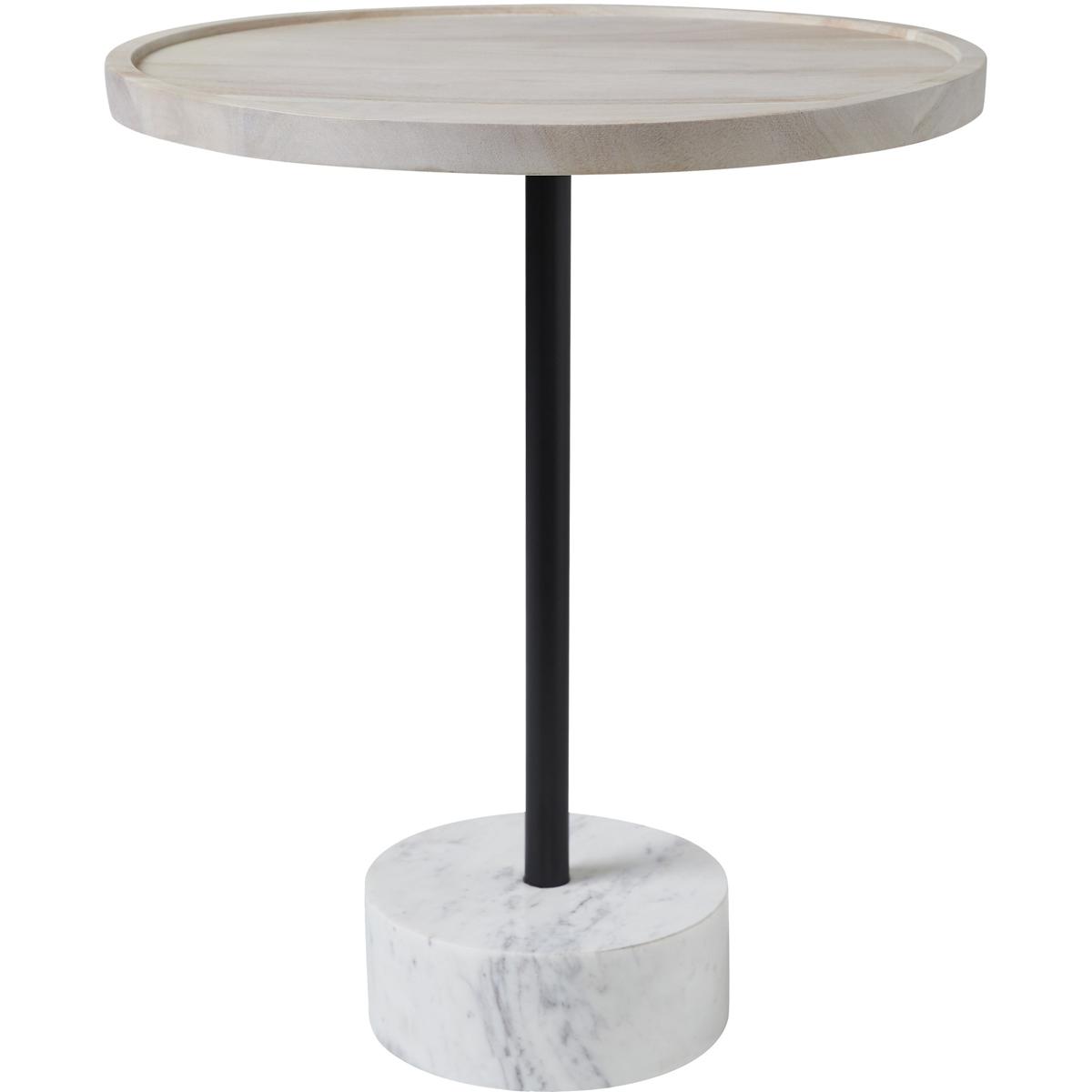Antares Round Wood Whitewash End Table