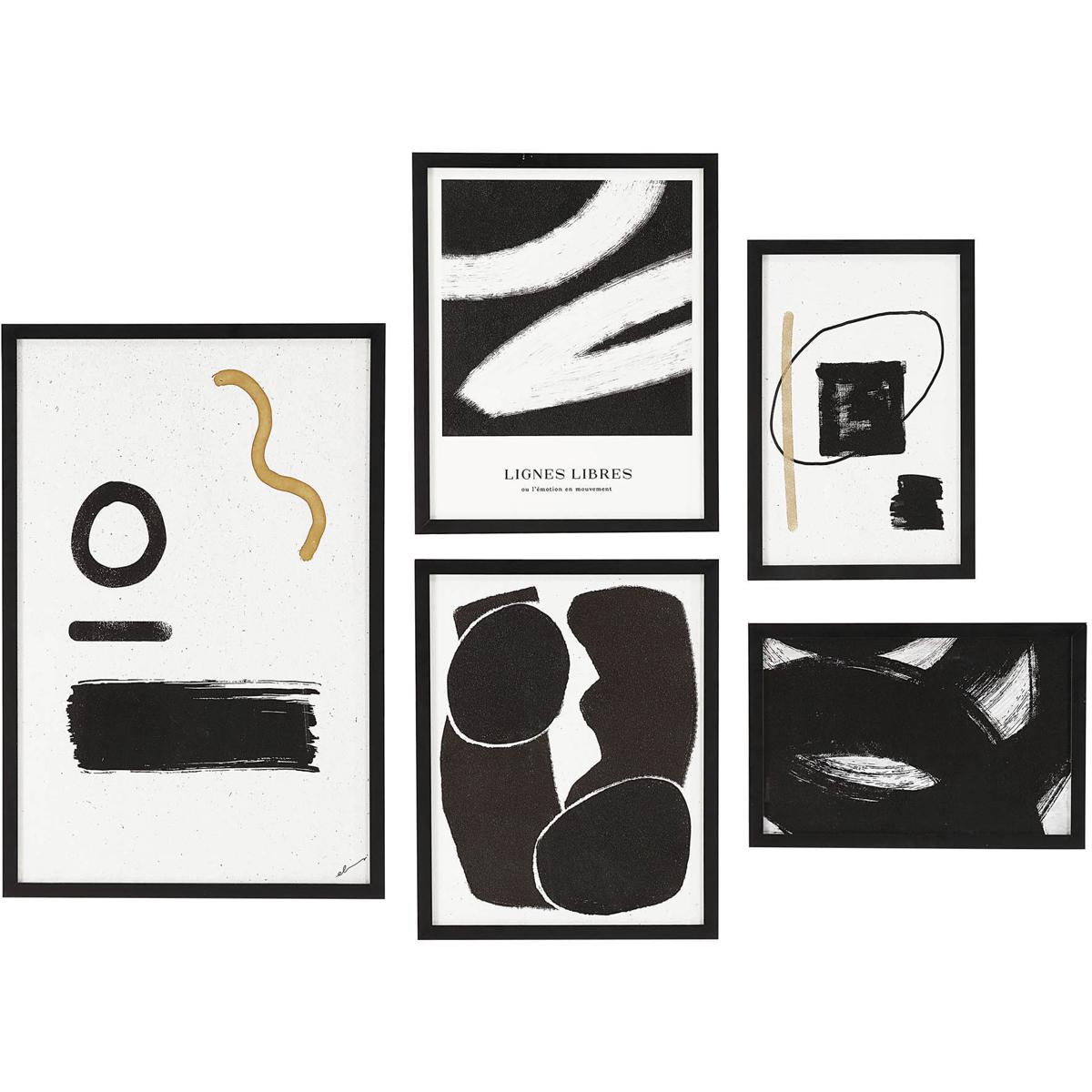 Renwil PA0026 Carife Black/White Wall Art, 5 Piece