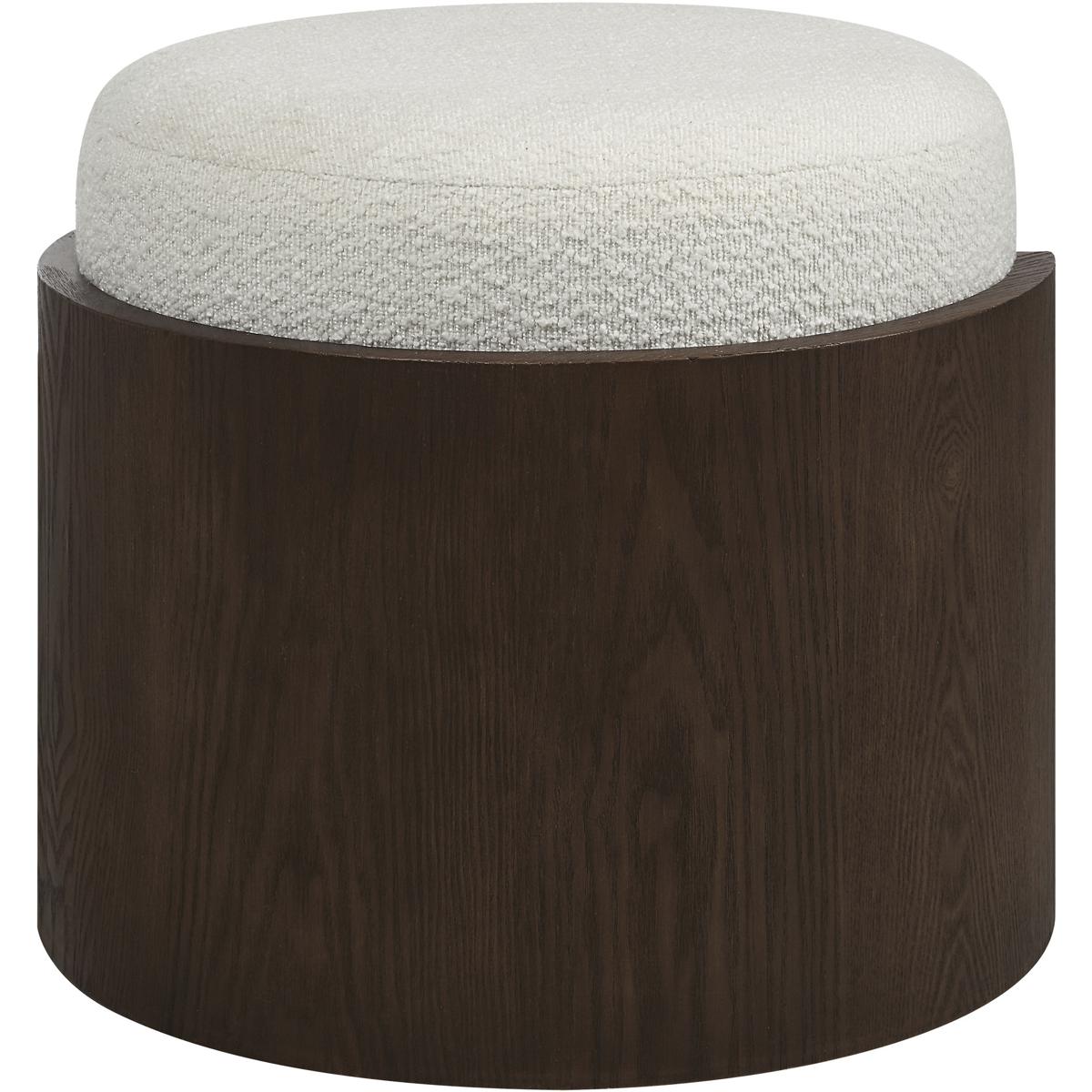 Renwil CHA112 Capsula 18 inch Walnut Veneer and Off-White Ottoman