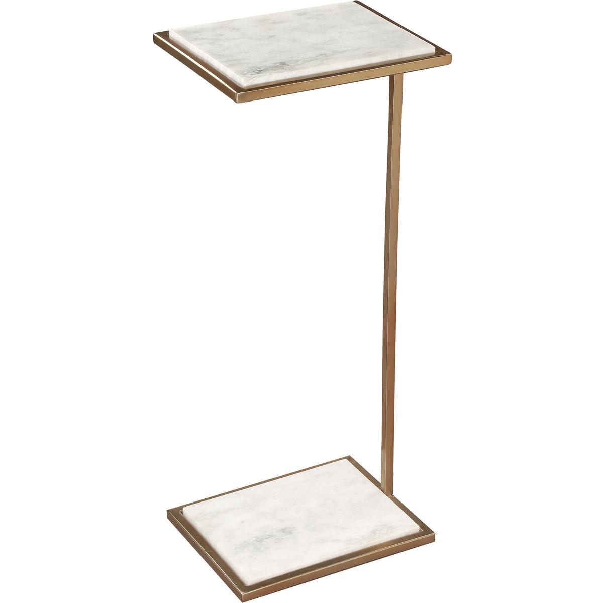 Delma Rectangular Marble White End Table