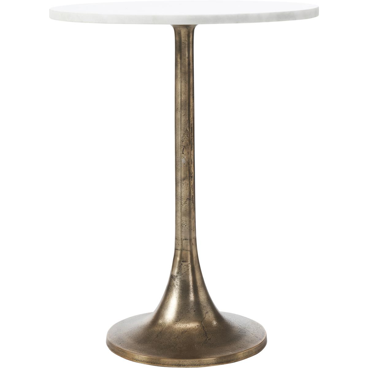 Amalya Round Marble Antique Brass End Table