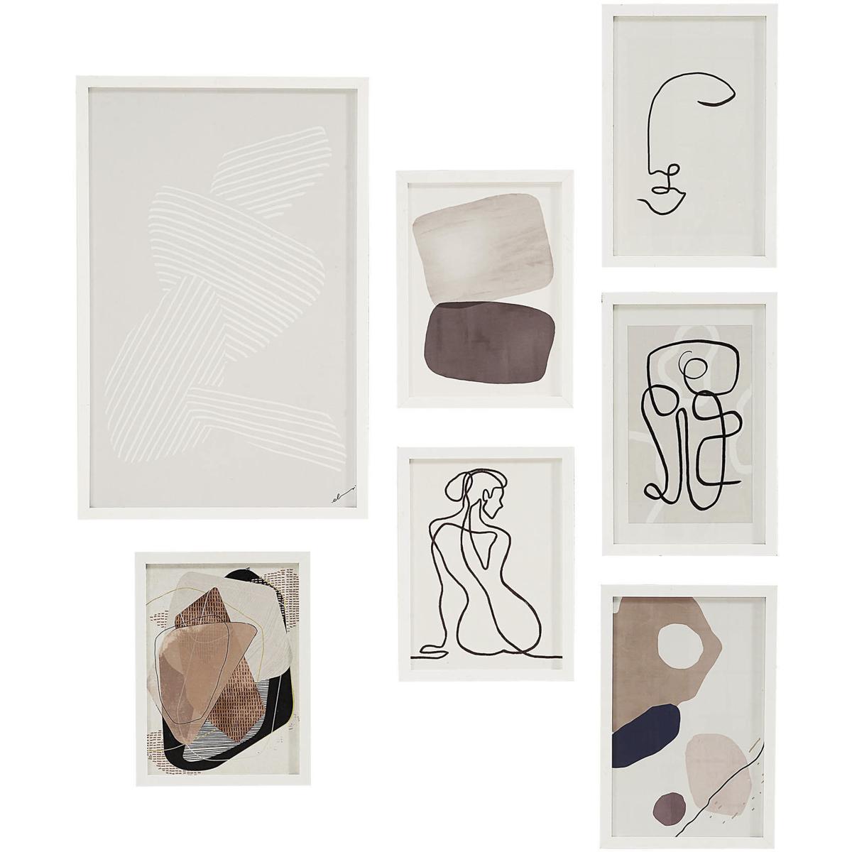 Renwil PA0028 Priyanka White/Multiple Wall Art, 7 Piece
